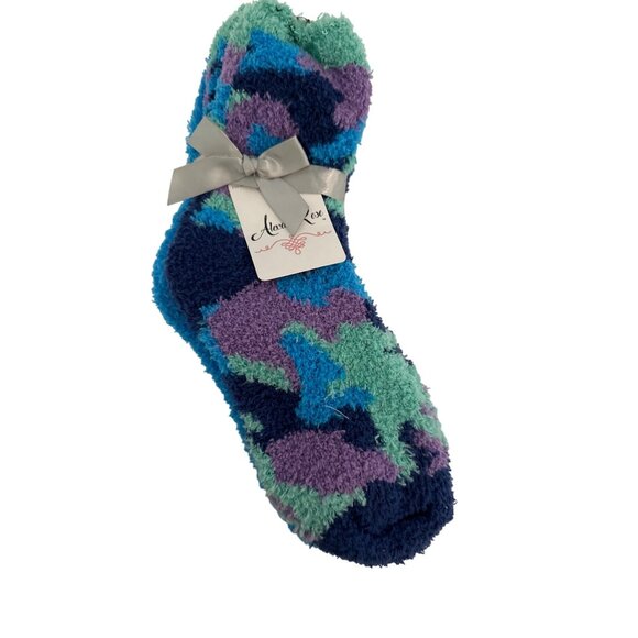 Alexa Rose Women Socks Blue/Green/Purple Fuzzy Cozy CabinCore SET of 3 New w/Tag - Picture 1 of 6
